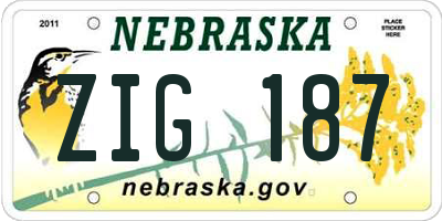 NE license plate ZIG187