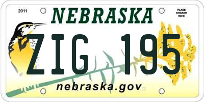 NE license plate ZIG195