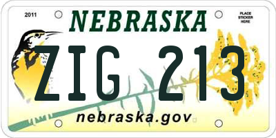 NE license plate ZIG213