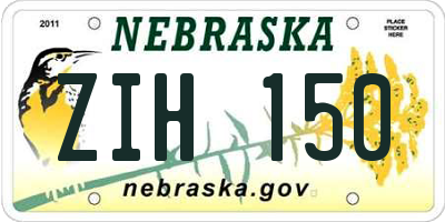 NE license plate ZIH150