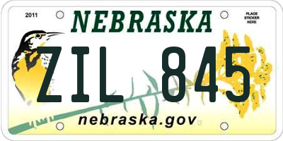NE license plate ZIL845
