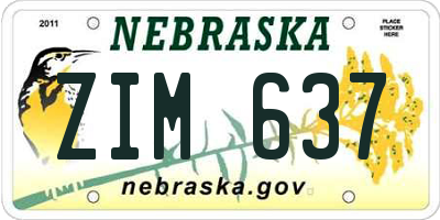 NE license plate ZIM637