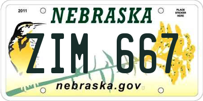 NE license plate ZIM667