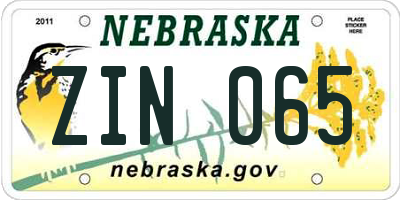 NE license plate ZIN065