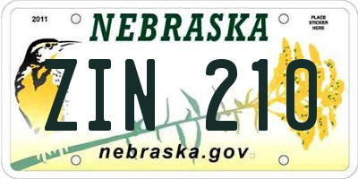 NE license plate ZIN210