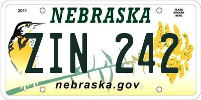 NE license plate ZIN242
