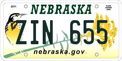NE license plate ZIN655