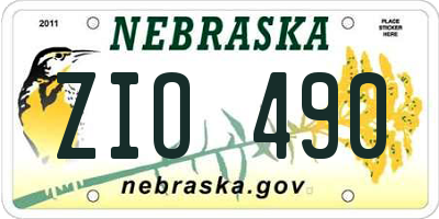 NE license plate ZIO490