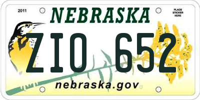 NE license plate ZIO652