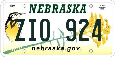 NE license plate ZIO924