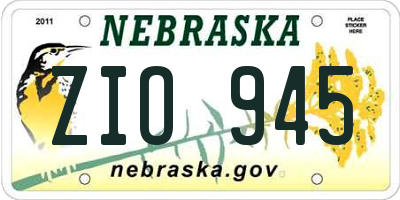 NE license plate ZIO945