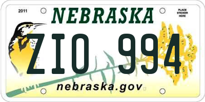 NE license plate ZIO994