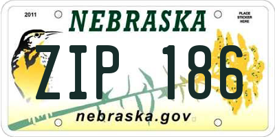 NE license plate ZIP186