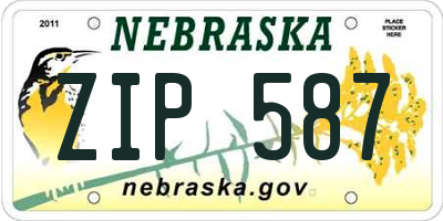 NE license plate ZIP587