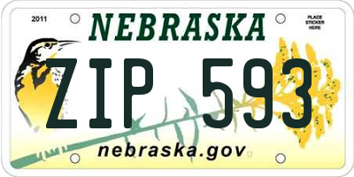 NE license plate ZIP593