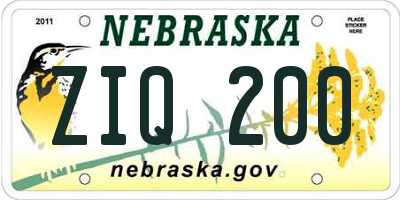 NE license plate ZIQ200