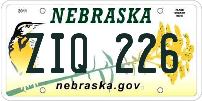 NE license plate ZIQ226