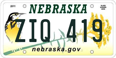 NE license plate ZIQ419