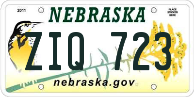 NE license plate ZIQ723