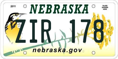 NE license plate ZIR178
