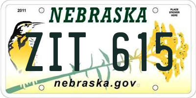 NE license plate ZIT615