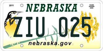 NE license plate ZIU025