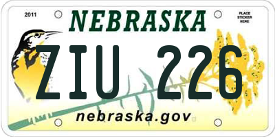 NE license plate ZIU226
