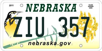 NE license plate ZIU357