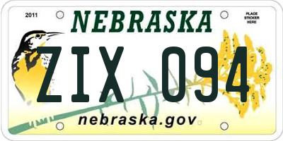 NE license plate ZIX094