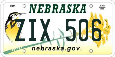 NE license plate ZIX506