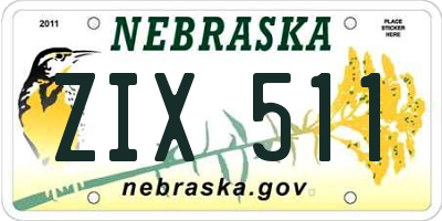 NE license plate ZIX511