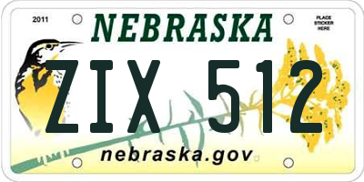 NE license plate ZIX512