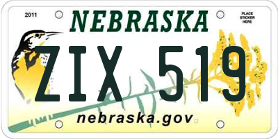 NE license plate ZIX519