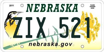 NE license plate ZIX521