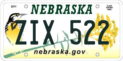 NE license plate ZIX522