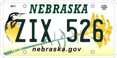 NE license plate ZIX526