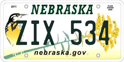 NE license plate ZIX534