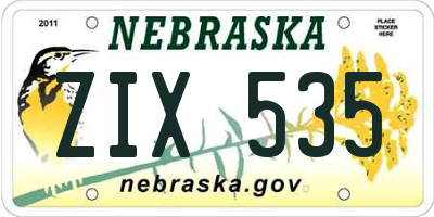 NE license plate ZIX535