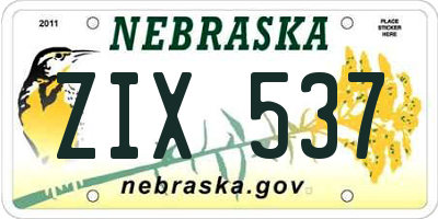 NE license plate ZIX537