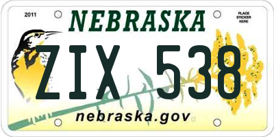 NE license plate ZIX538