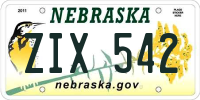 NE license plate ZIX542