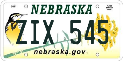NE license plate ZIX545