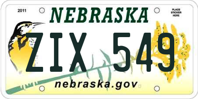 NE license plate ZIX549