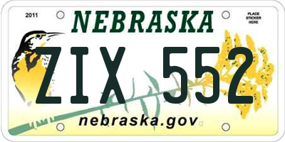 NE license plate ZIX552