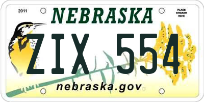 NE license plate ZIX554