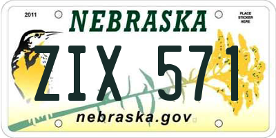 NE license plate ZIX571