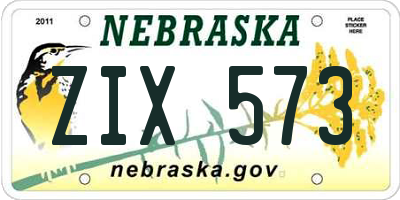 NE license plate ZIX573