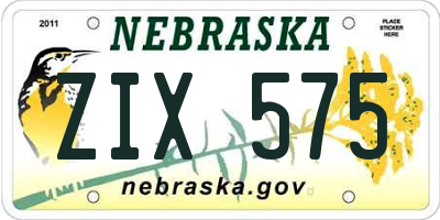 NE license plate ZIX575