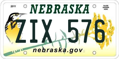 NE license plate ZIX576
