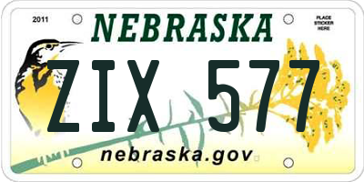 NE license plate ZIX577